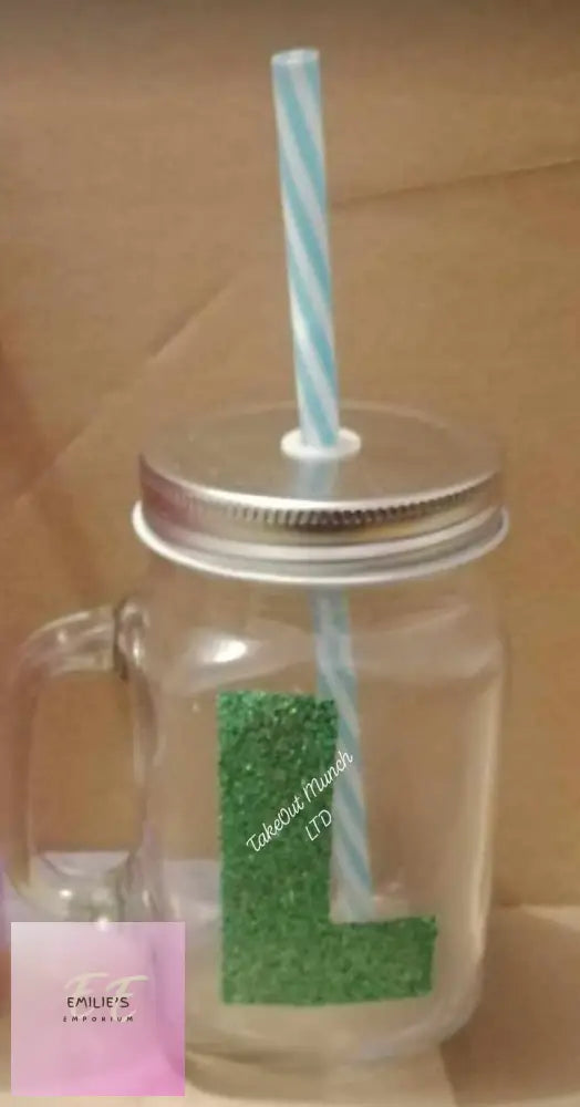 Personalised Letter Mason Jar - With Glitter Empty