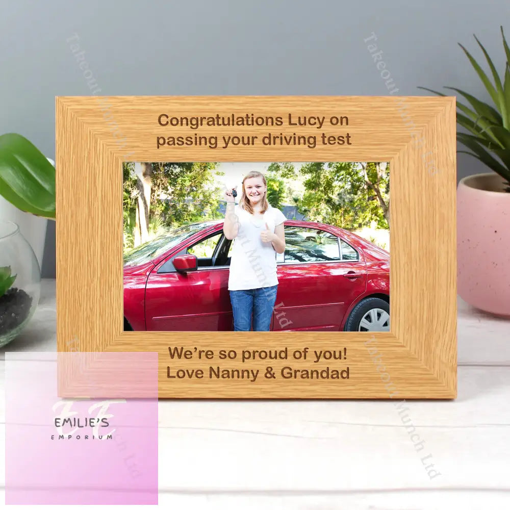 Personalised Long Message 6X4 Landscape Oak Finish Photo Frame