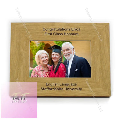 Personalised Long Message 6X4 Landscape Oak Finish Photo Frame