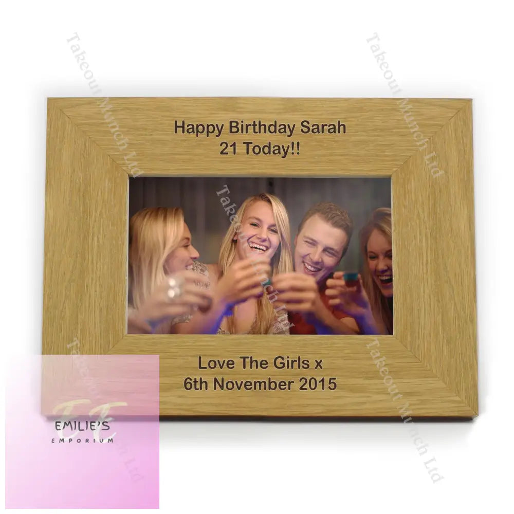 Personalised Long Message 6X4 Landscape Oak Finish Photo Frame