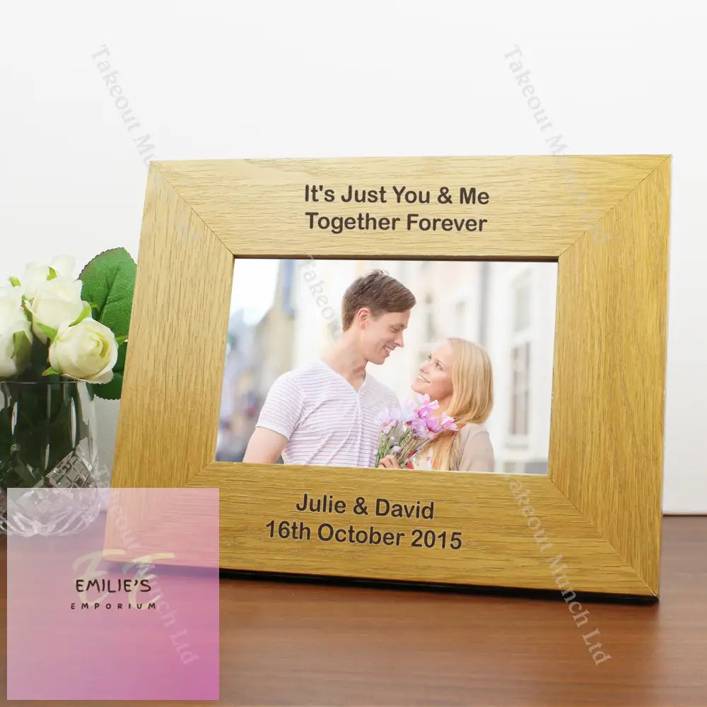 Personalised Long Message 6X4 Landscape Oak Finish Photo Frame