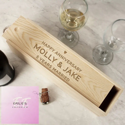 Personalised Love Heart Wooden Wine Bottle Box