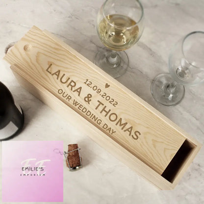 Personalised Love Heart Wooden Wine Bottle Box