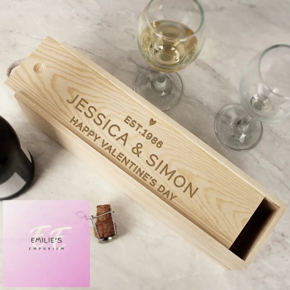 Personalised Love Heart Wooden Wine Bottle Box