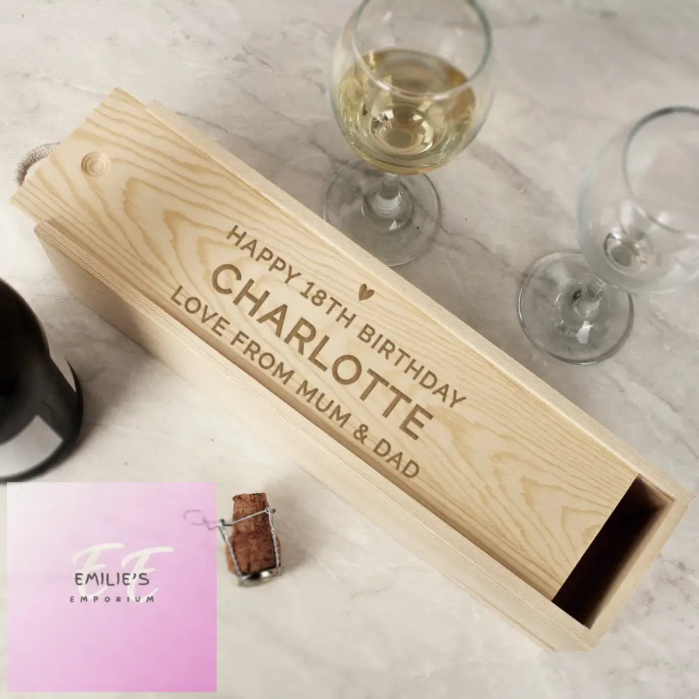 Personalised Love Heart Wooden Wine Bottle Box