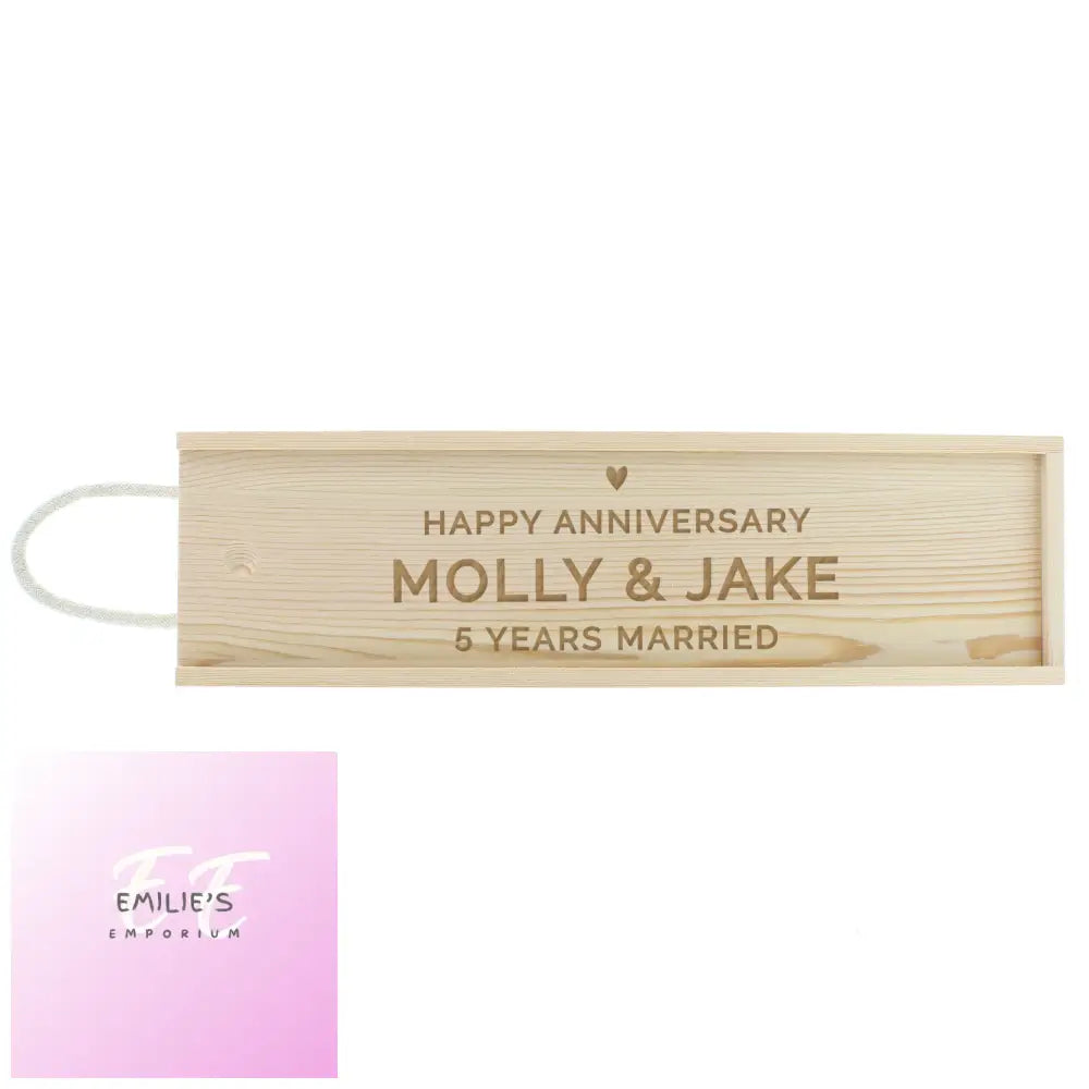 Personalised Love Heart Wooden Wine Bottle Box