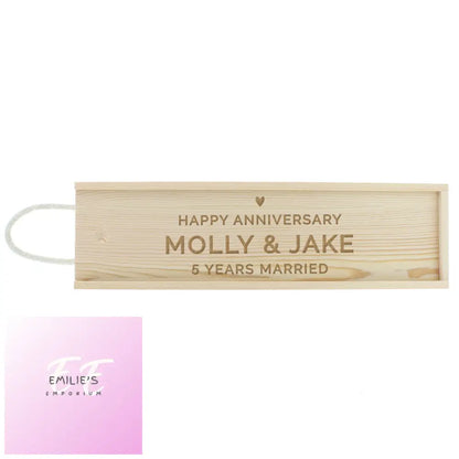 Personalised Love Heart Wooden Wine Bottle Box