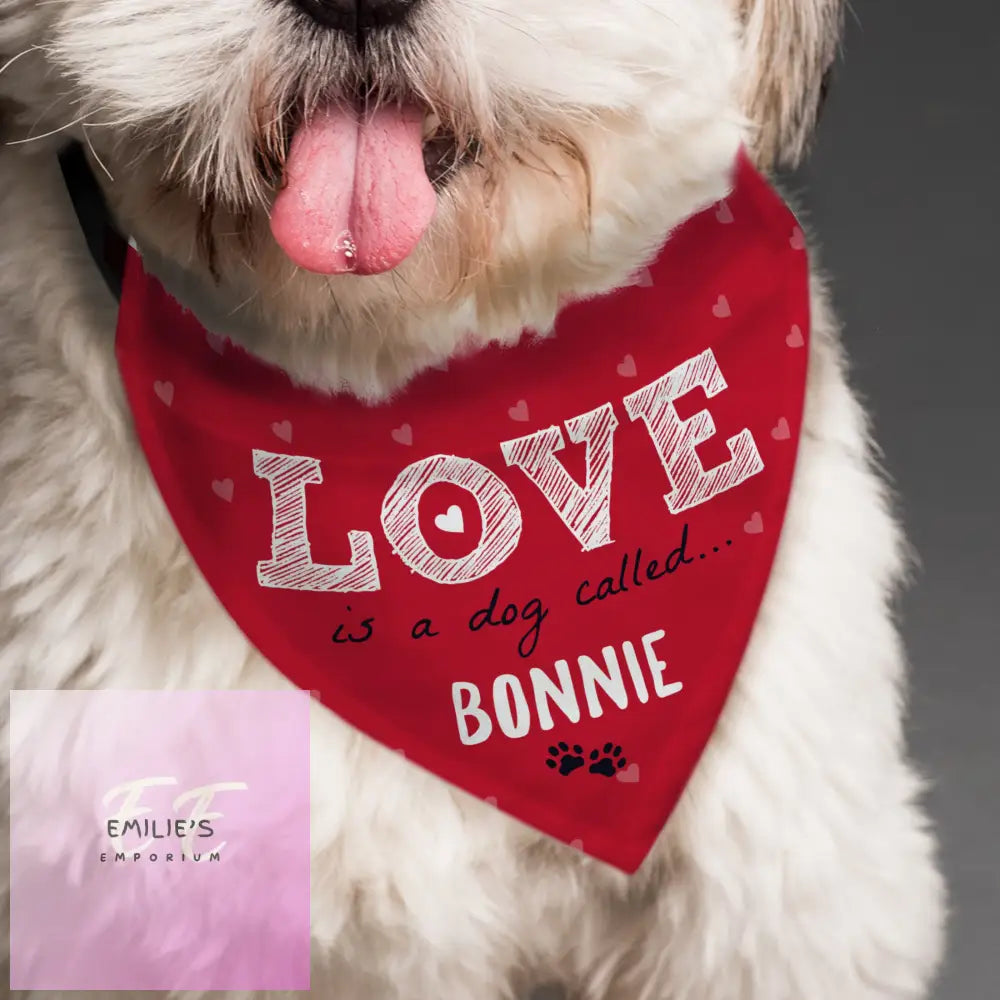 Personalised Love Is... Dog Bandana