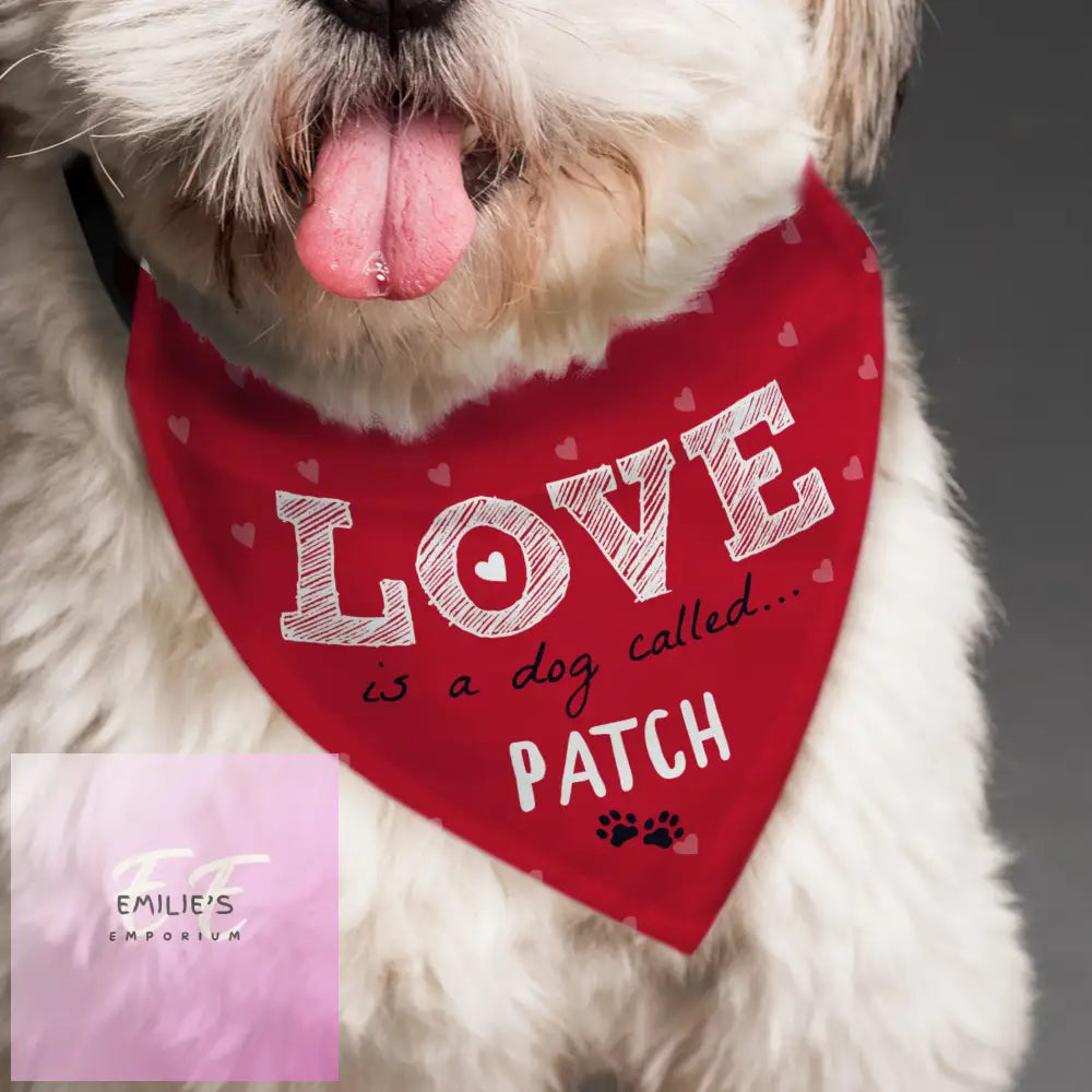 Personalised Love Is... Dog Bandana