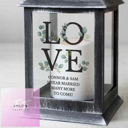 Personalised Love Led Black Lantern