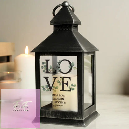 Personalised Love Led Black Lantern