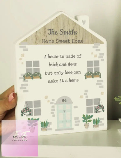 Personalised Love Makes A Home Wooden House Ornament