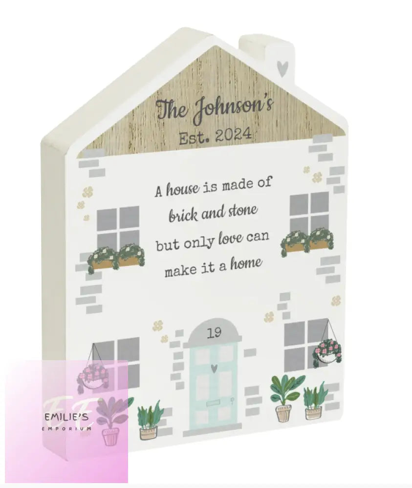 Personalised Love Makes A Home Wooden House Ornament