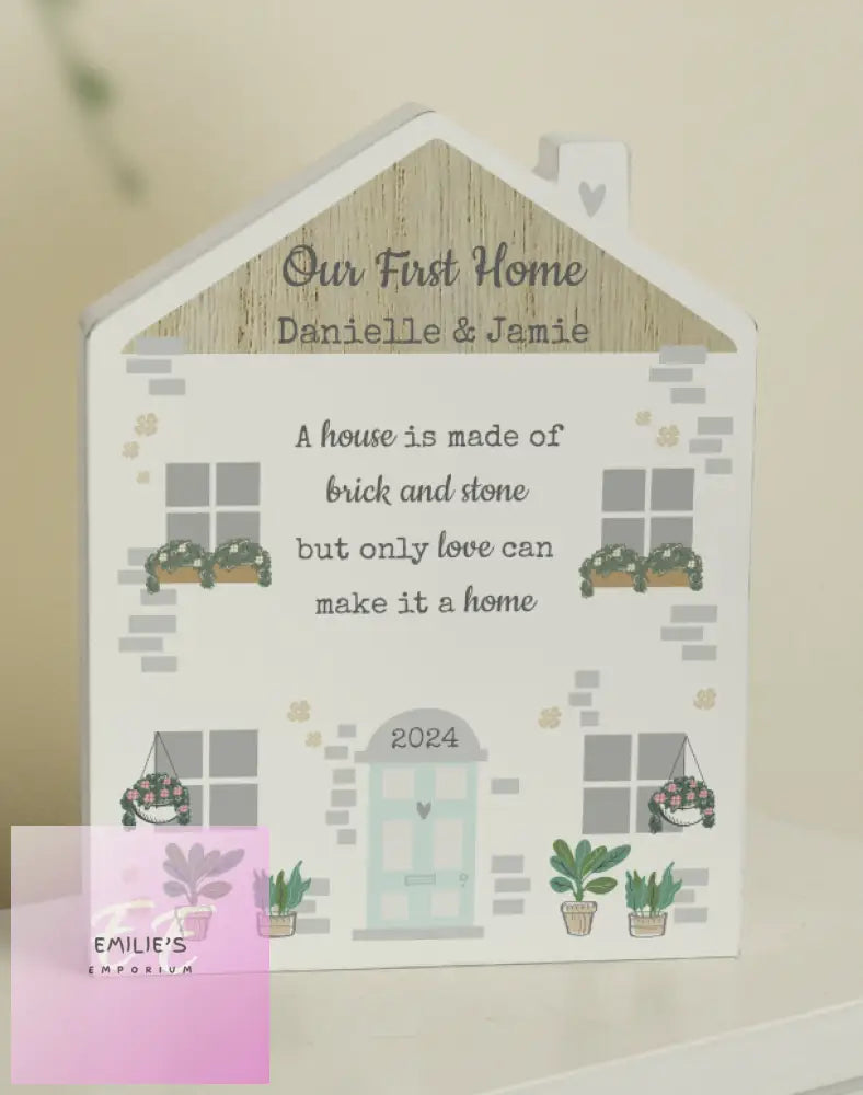 Personalised Love Makes A Home Wooden House Ornament