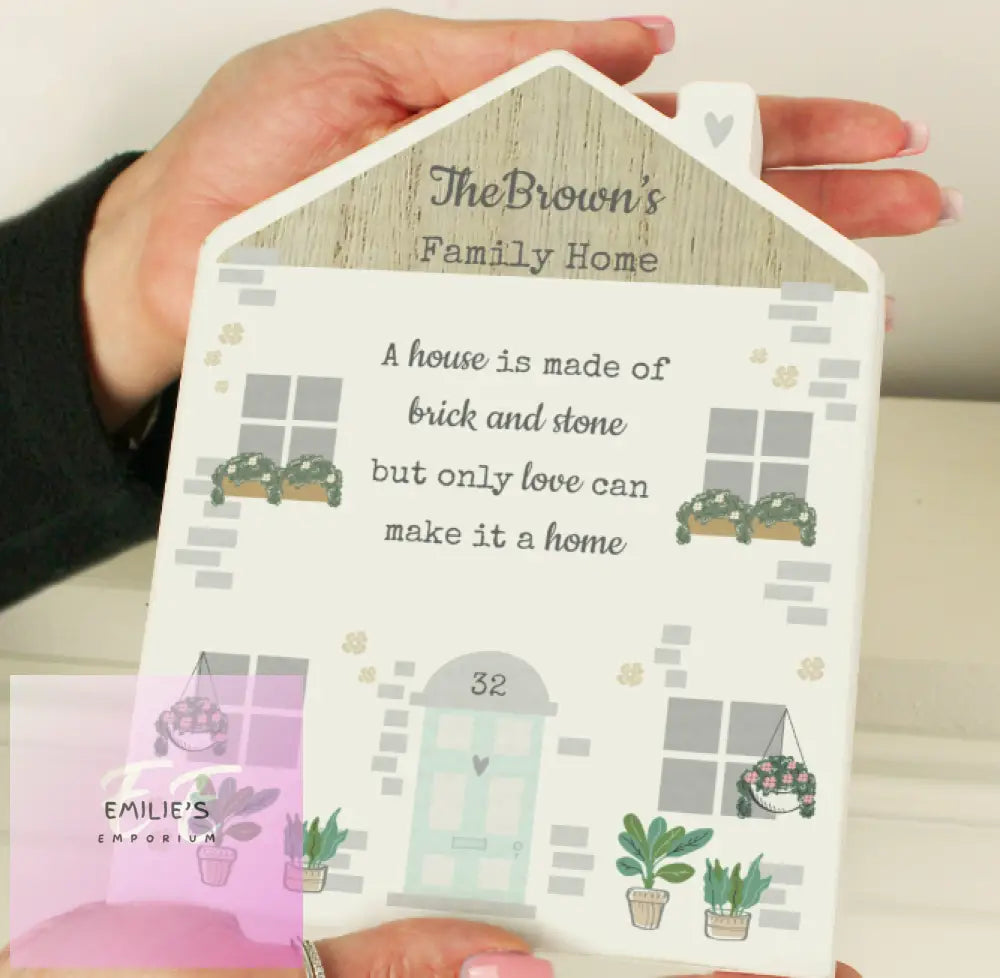 Personalised Love Makes A Home Wooden House Ornament