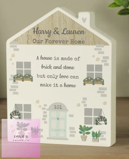 Personalised Love Makes A Home Wooden House Ornament