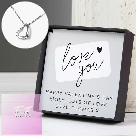 Personalised Love You Sentiment Silver Tone Necklace And Box