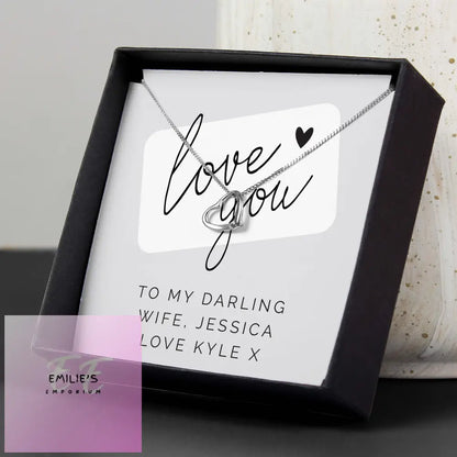 Personalised Love You Sentiment Silver Tone Necklace And Box