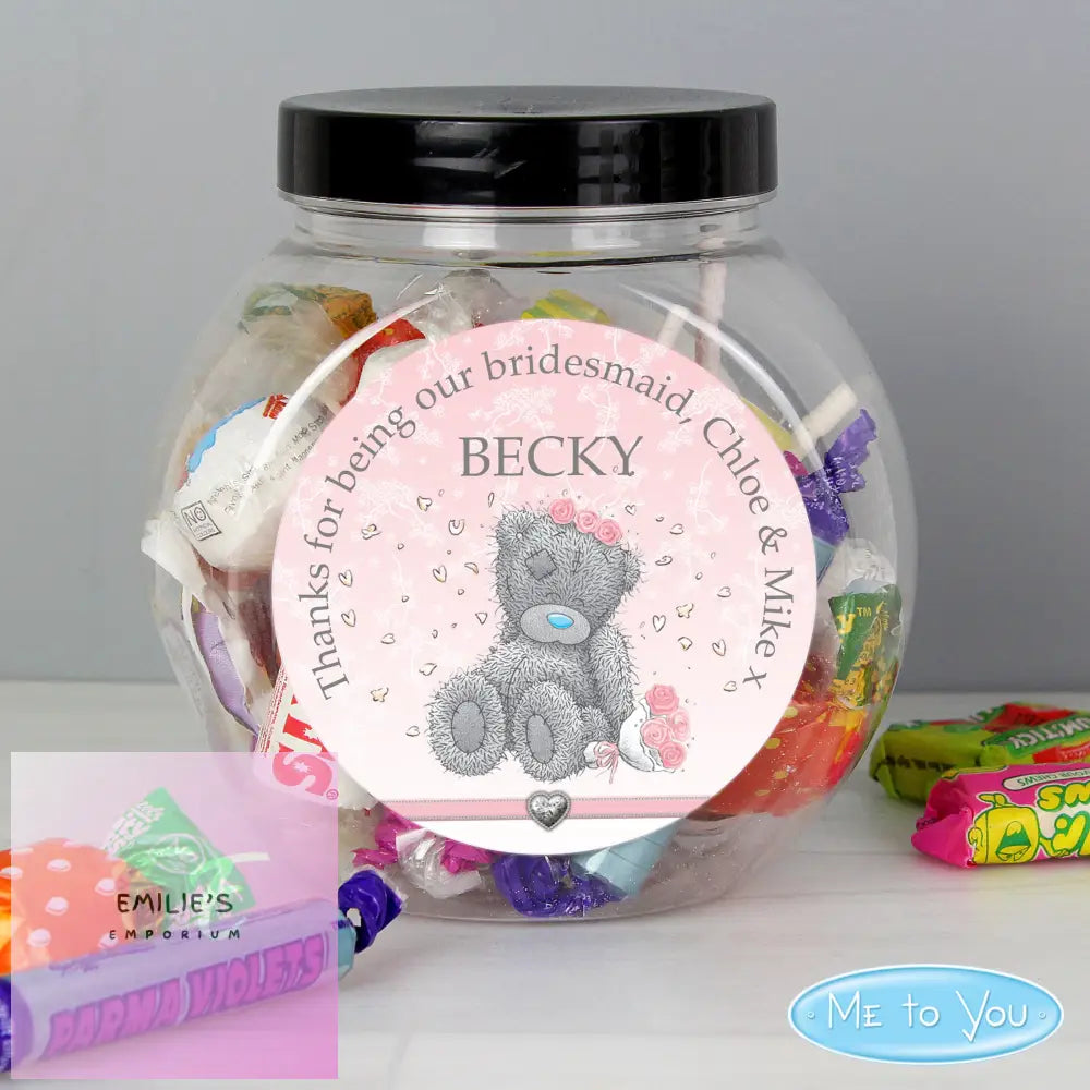 Personalised Me To You Bridesmaid Wedding Sweet Jar