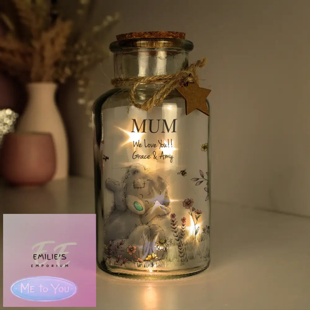 Personalised Me To You Floral Led Glass Jar