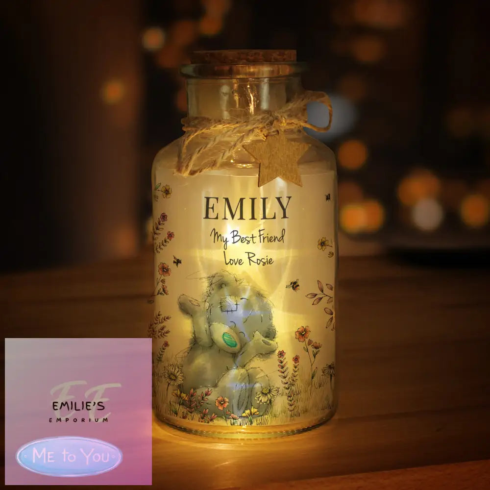 Personalised Me To You Floral Led Glass Jar