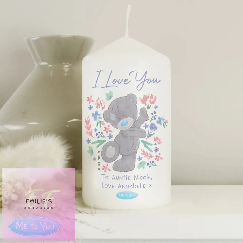 Personalised Me To You Floral Pillar Candle