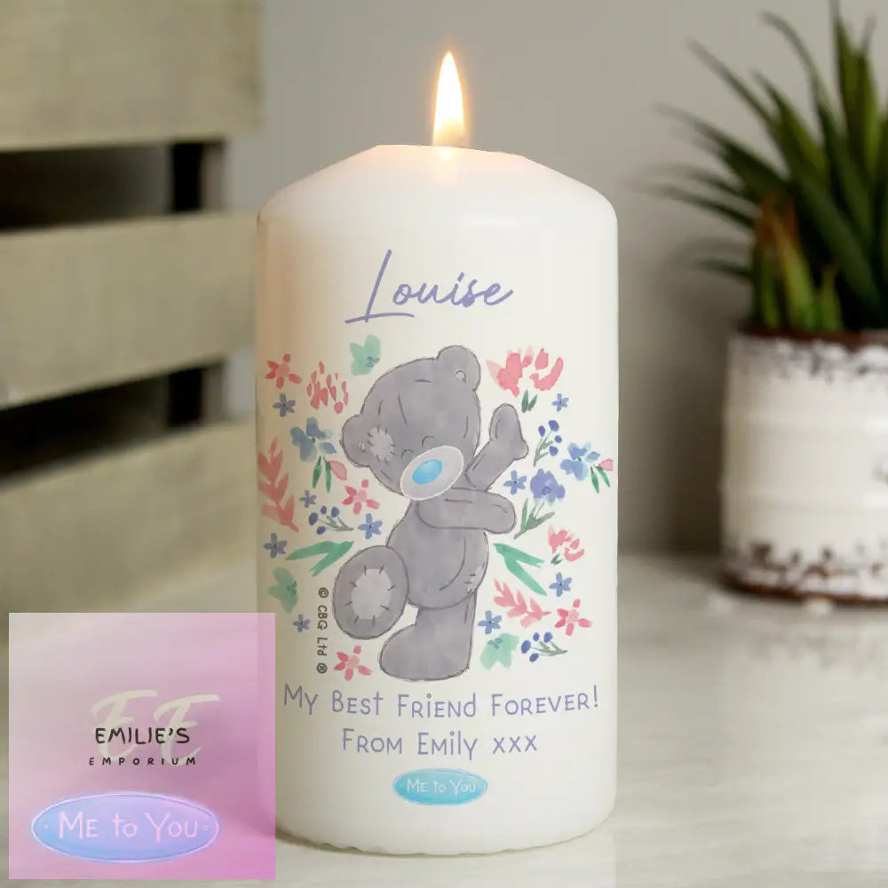 Personalised Me To You Floral Pillar Candle