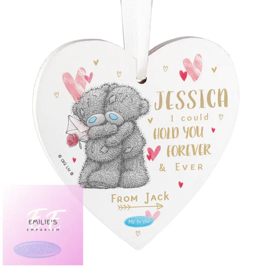 Personalised Me To You Hold Forever Wooden Heart Decoration