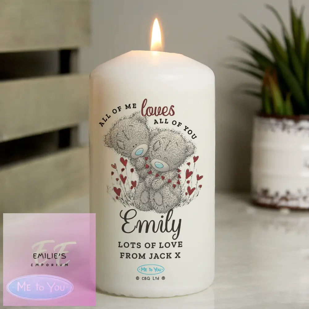 Personalised Me To You Valentine Pillar Candle