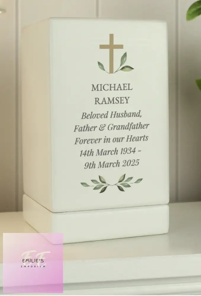 Personalised Memorial Cross Small Wooden Urn