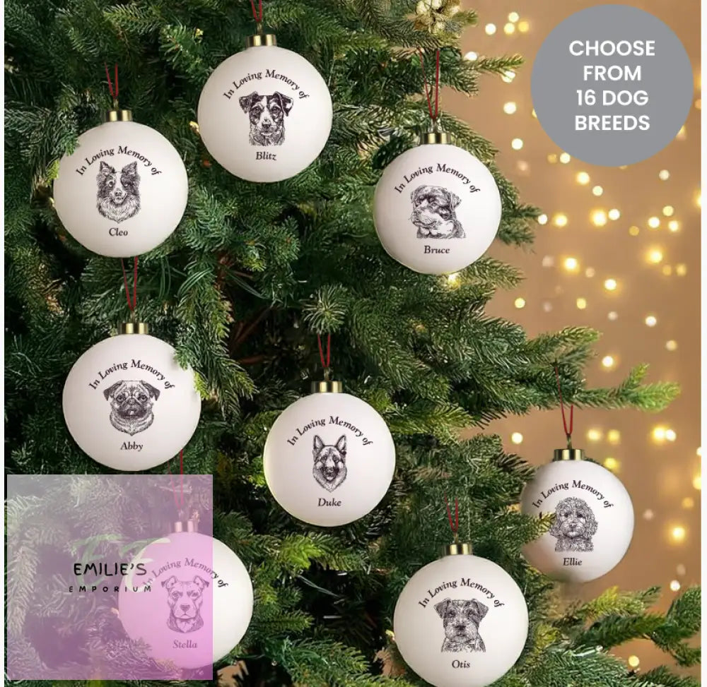 Personalised Memorial Dog Breed Bauble