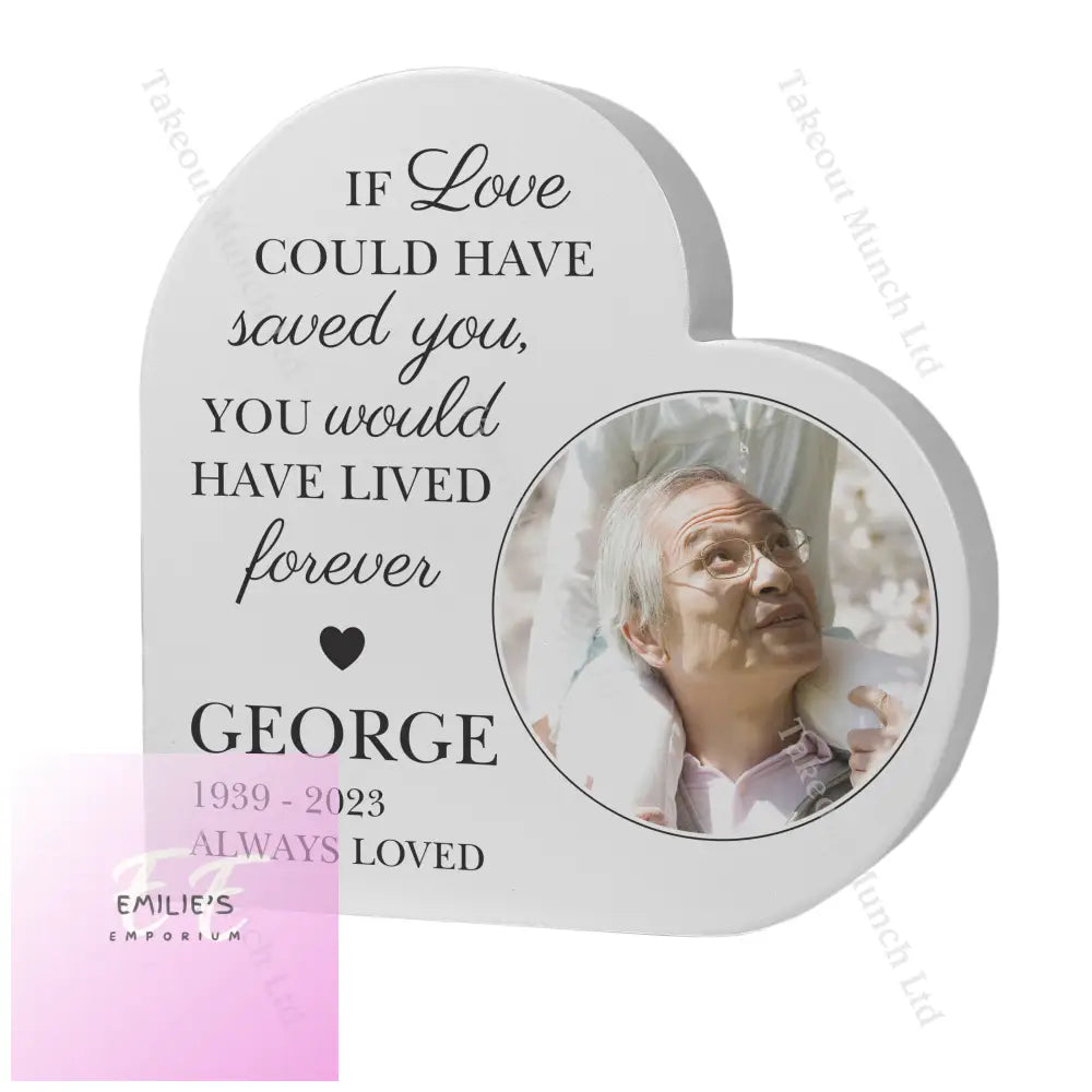 Personalised Memorial Photo Upload Free Standing Heart Ornament