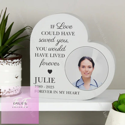 Personalised Memorial Photo Upload Free Standing Heart Ornament