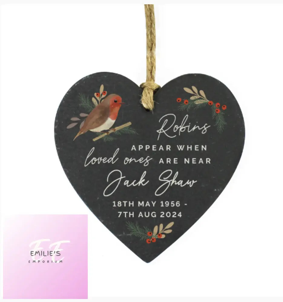 Personalised Memorial Robins Appear Slate Heart