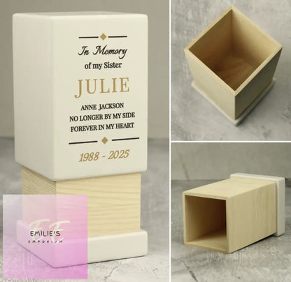 Personalised Memorial Small Wooden Urn