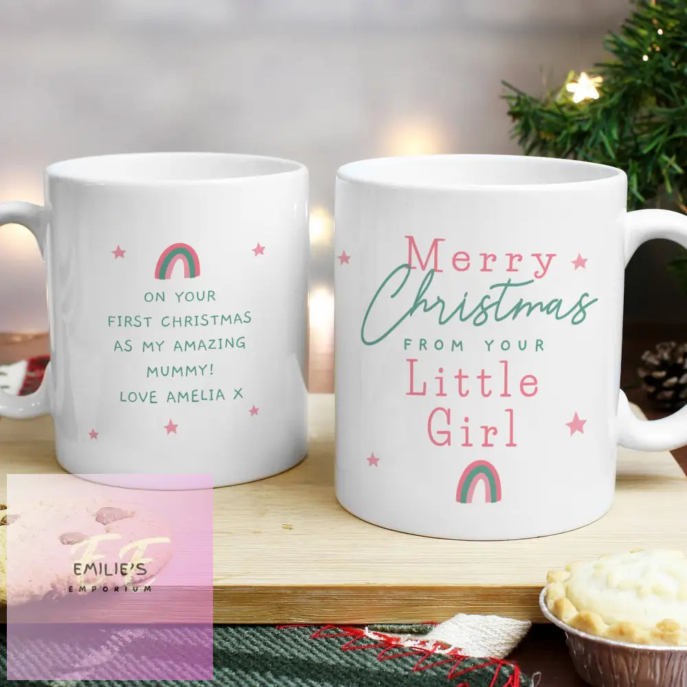 Personalised Merry Christmas From Your Little Girl Mug