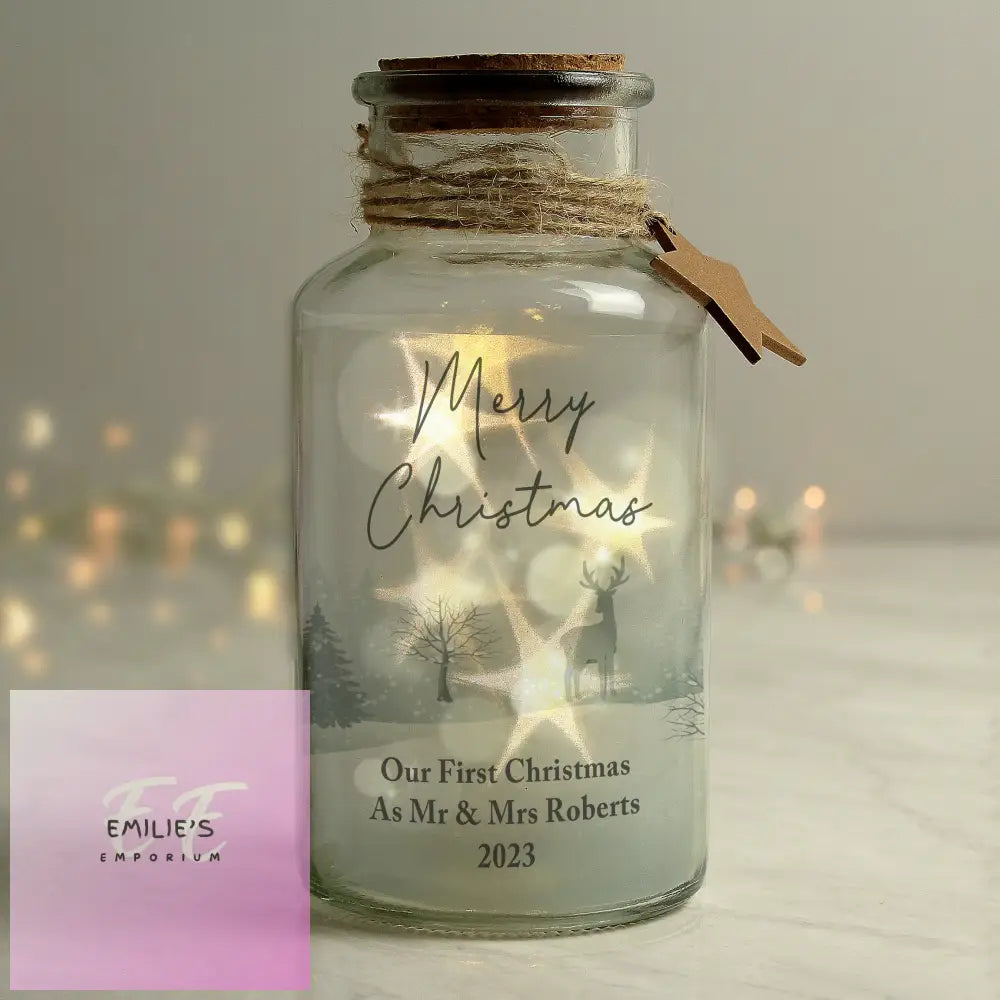 Personalised Merry Christmas Led Glass Jar