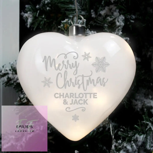 Personalised Merry Christmas Led Hanging Glass Heart