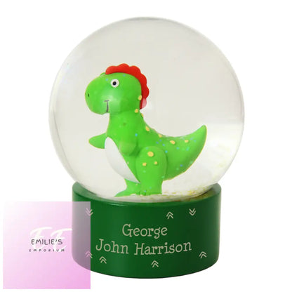 Personalised Message Dinosaur Glitter Snow Globe