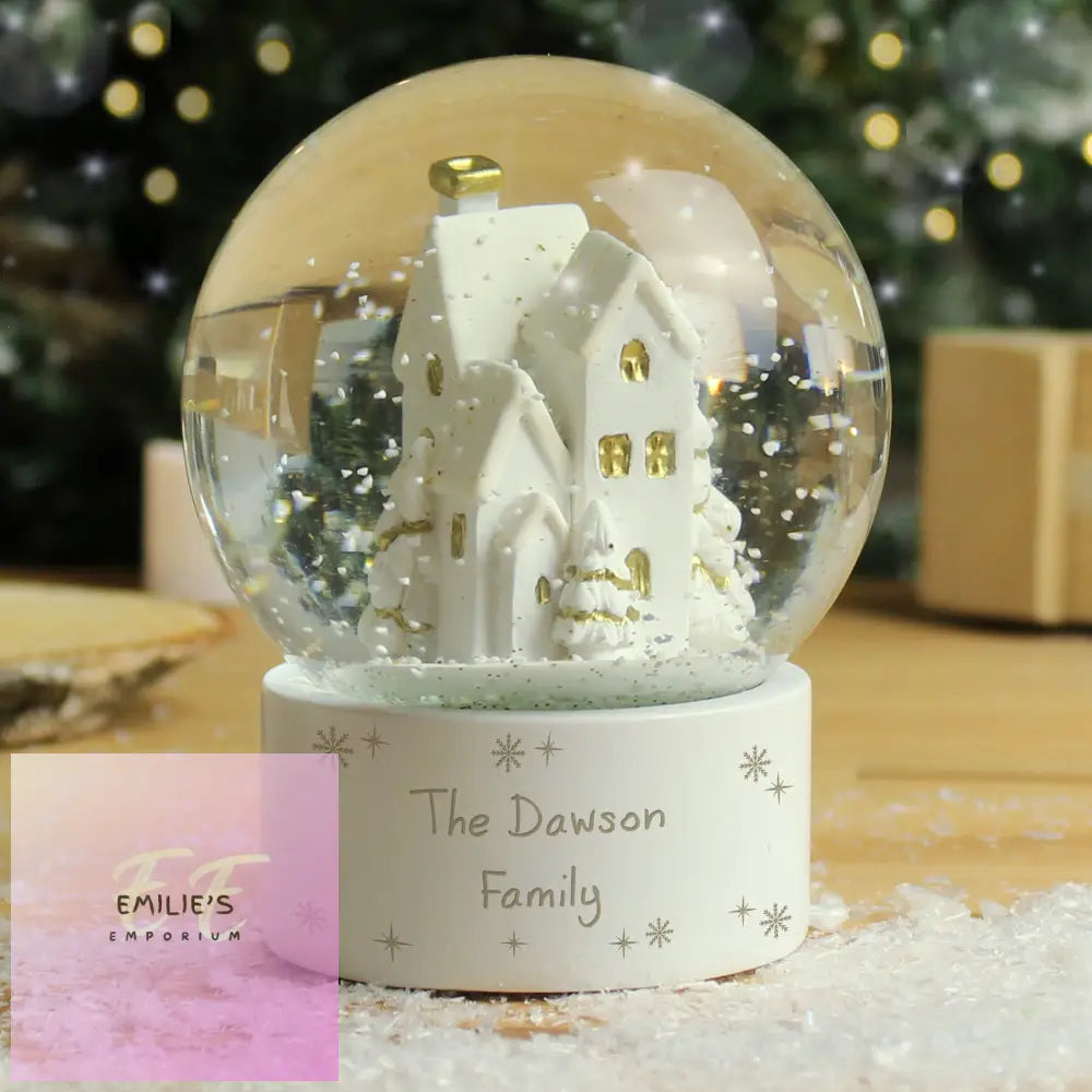 Personalised Message Village Glitter Snow Globe