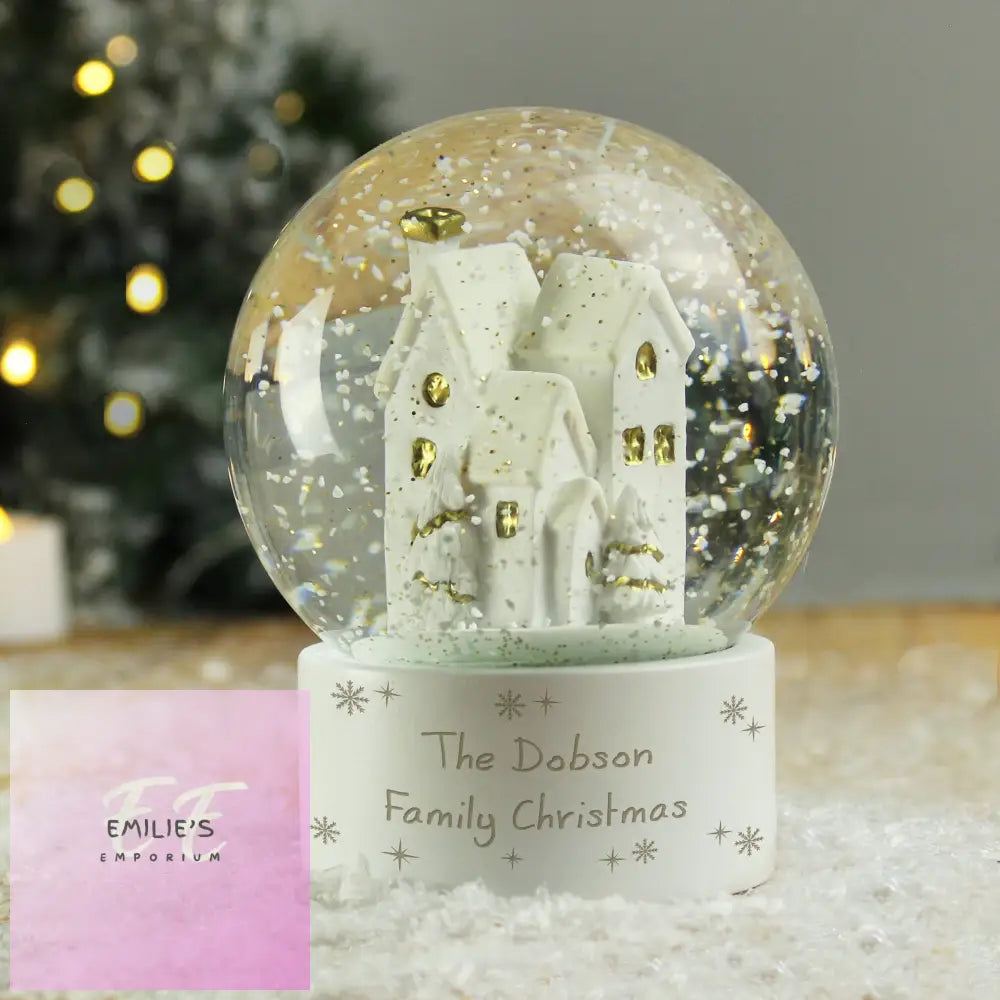 Personalised Message Village Glitter Snow Globe