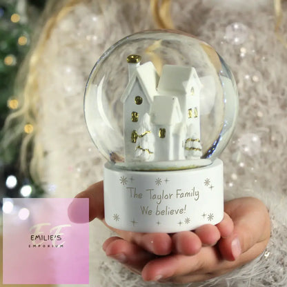 Personalised Message Village Glitter Snow Globe