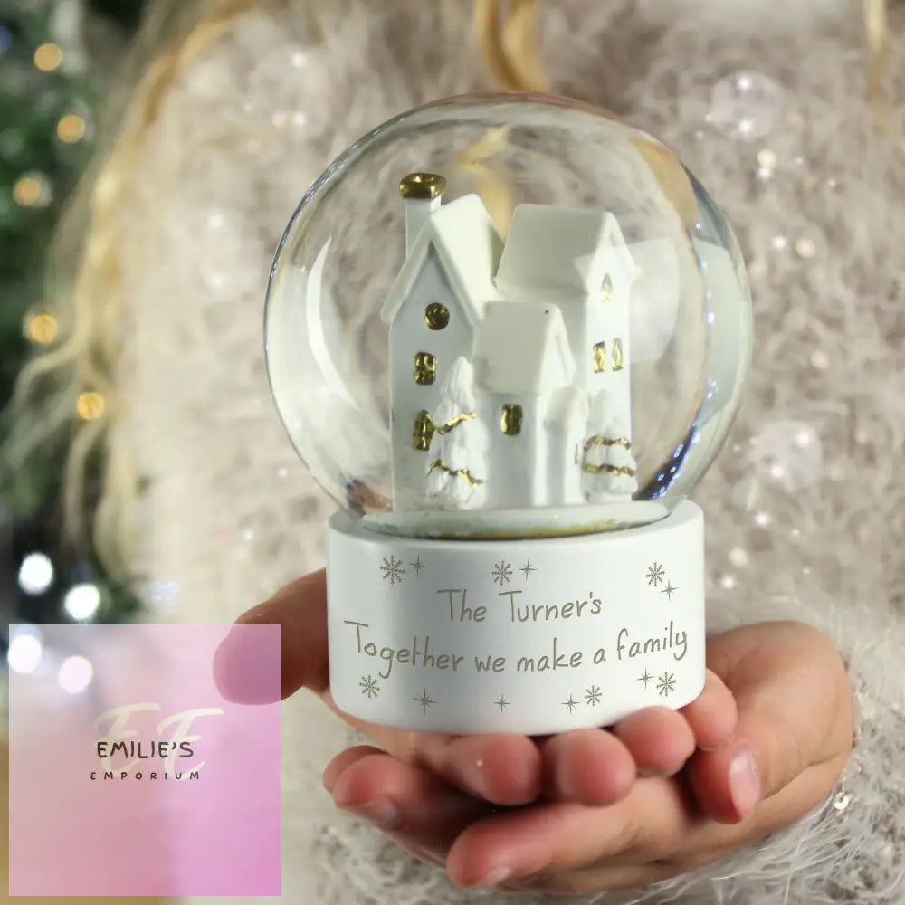 Personalised Message Village Glitter Snow Globe