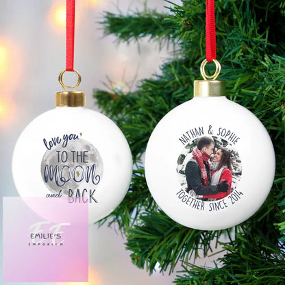 Personalised Moon & Back Photo Upload Bauble