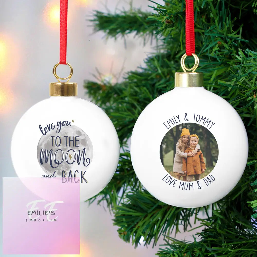 Personalised Moon & Back Photo Upload Bauble