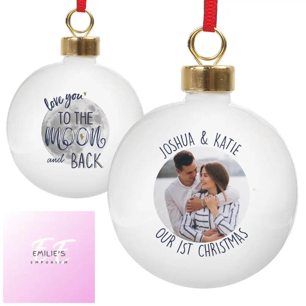 Personalised Moon & Back Photo Upload Bauble