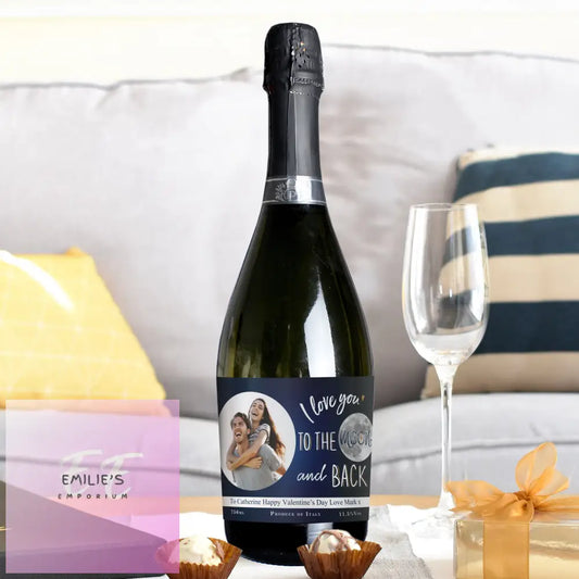 Personalised Moon & Back Photo Upload Prosecco