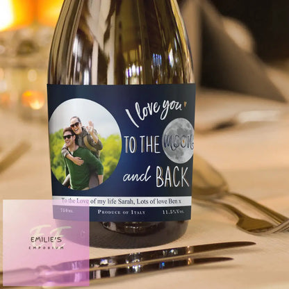 Personalised Moon & Back Photo Upload Prosecco