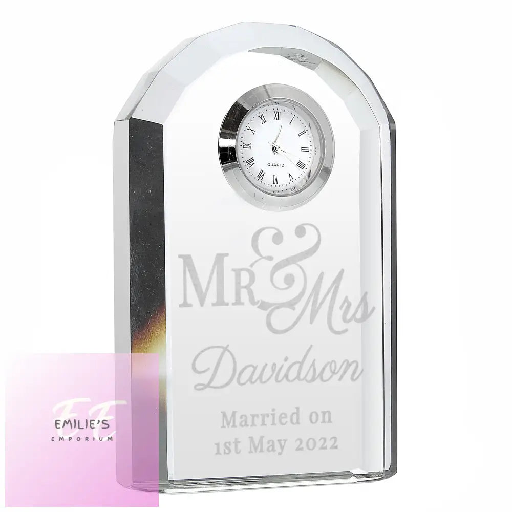 Personalised Mr & Mrs Crystal Clock