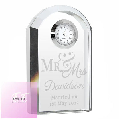 Personalised Mr & Mrs Crystal Clock